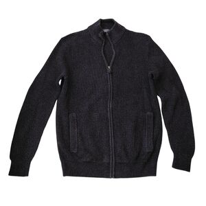 Denver Hayes Men's Zip-Front Knit Sweater - Charcoal